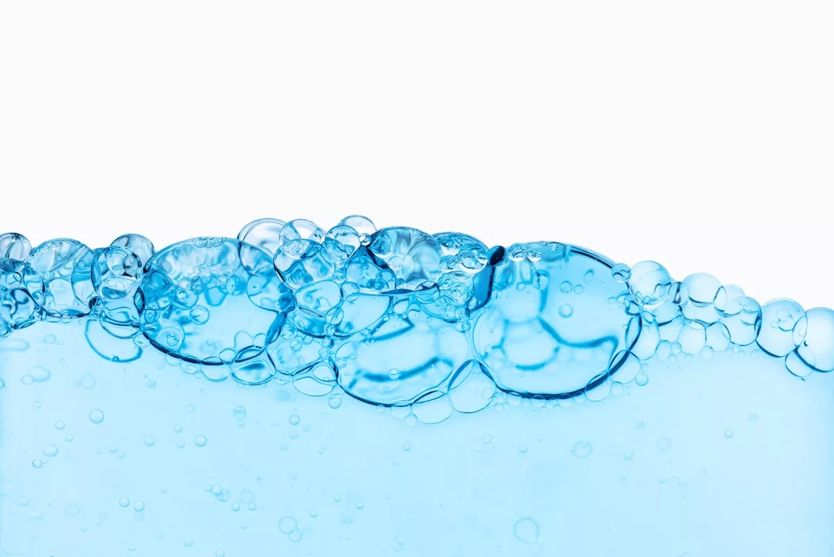 Transparent background with blue bubbles